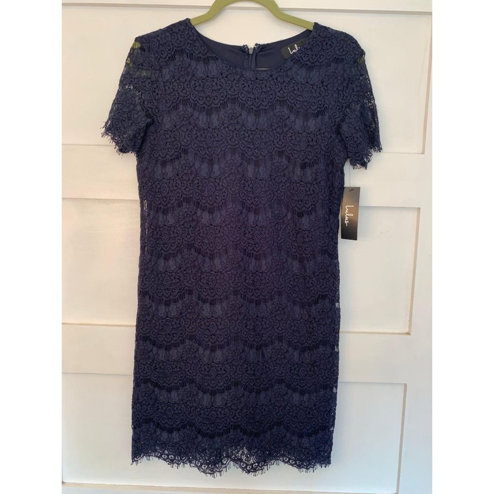 NWT Lulu's Blue Lace Dress Short Sleeve
